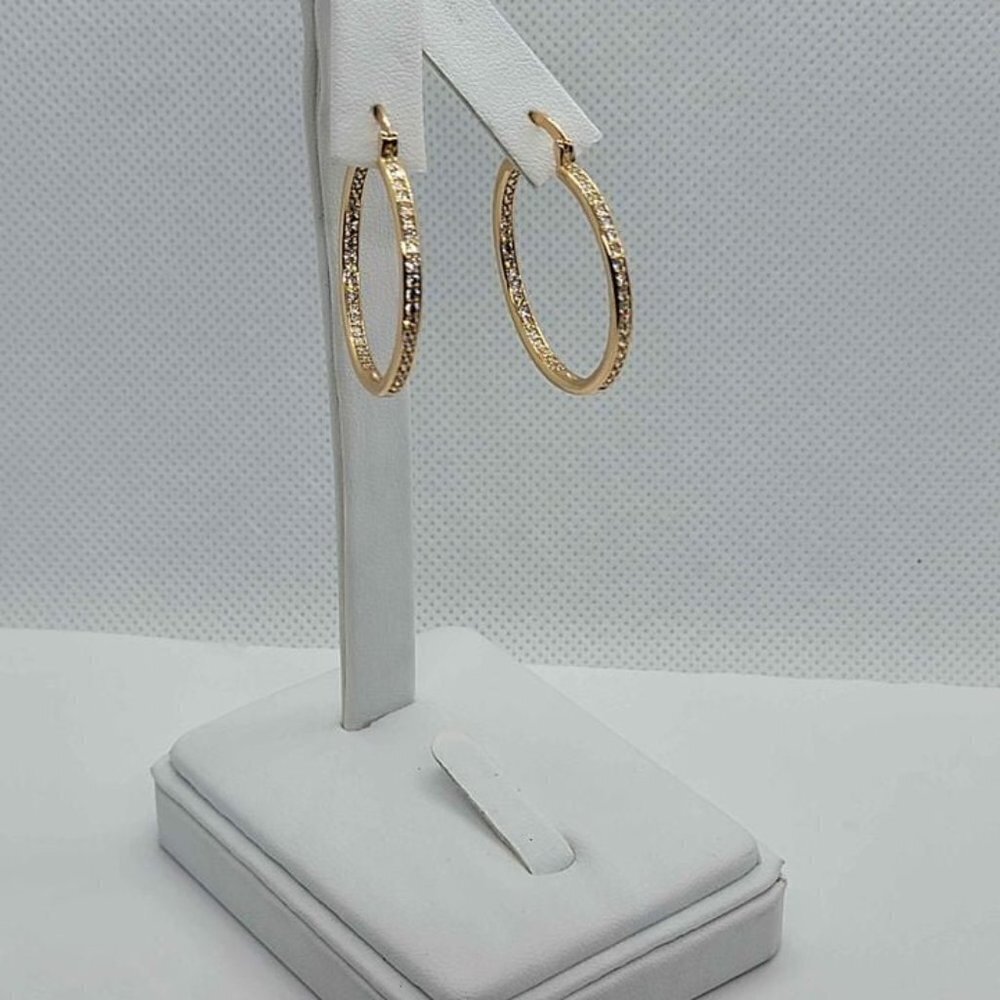 Elegant Cubic Zirconia Earrings – 18K Brazilian Gold Filled, New Arrival - Picture 4 of 4